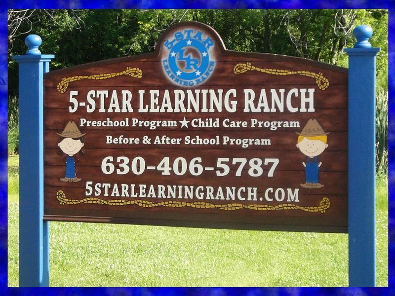 Carved 5-Star Learning Ranch sign