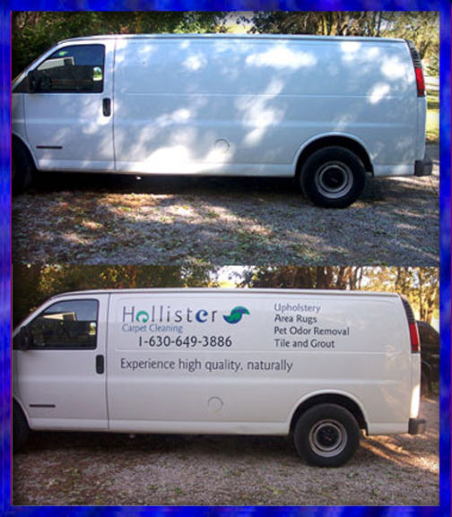 Lettered white work vans
